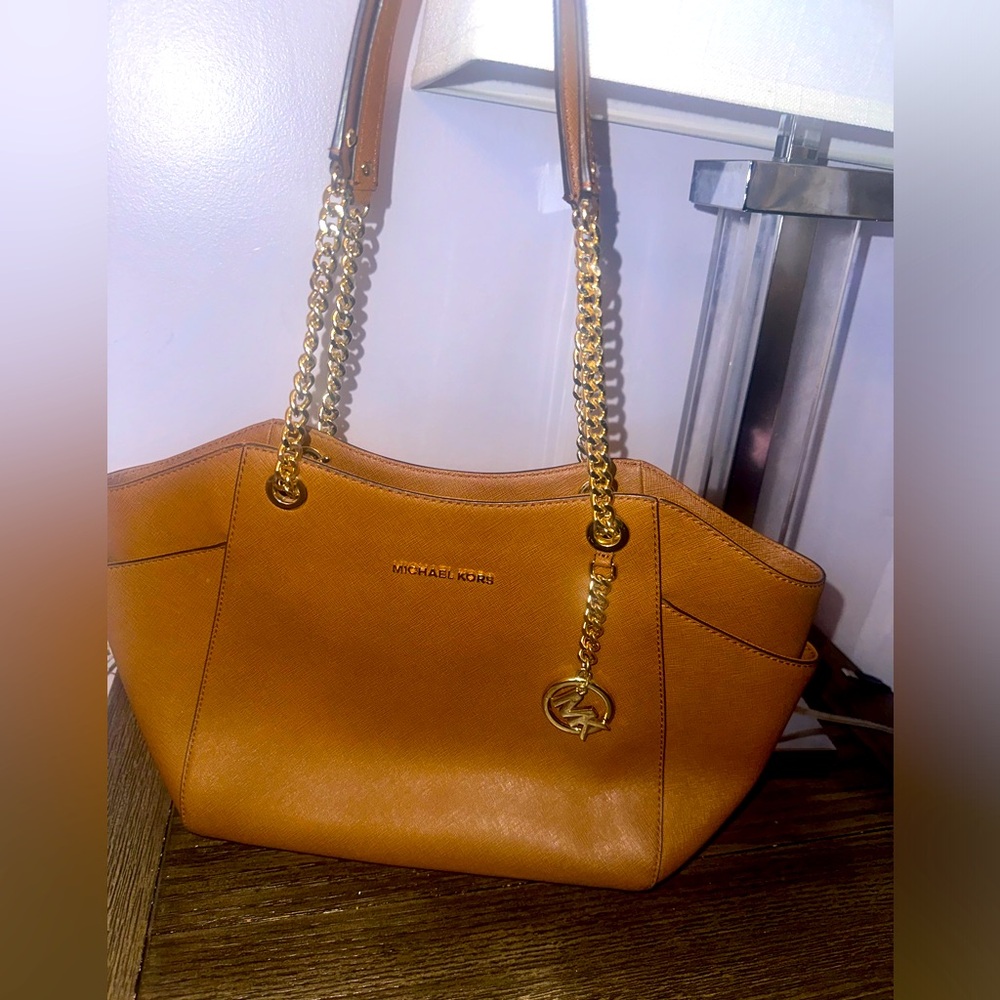Michael kors brown and gold hand bag